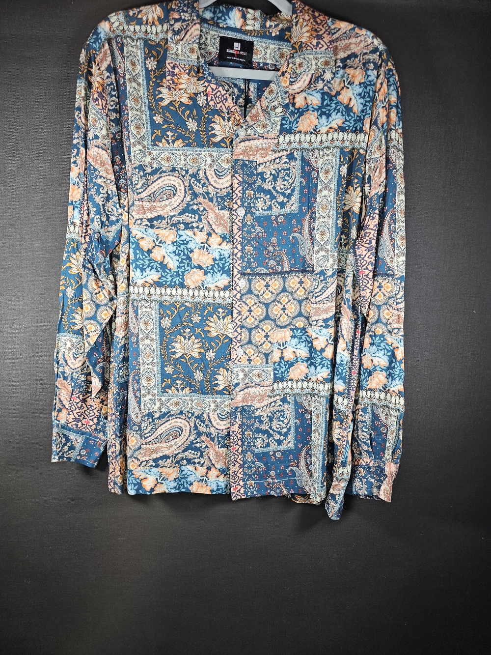 Standard Issue Blue Paisley Patchwork Button-Up Shirt